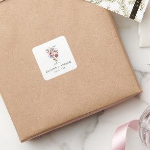 Colourful Floral Wedding Sticker