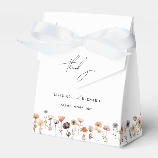 Colourful Floral Wedding Thank You Favour Box (Front Side)
