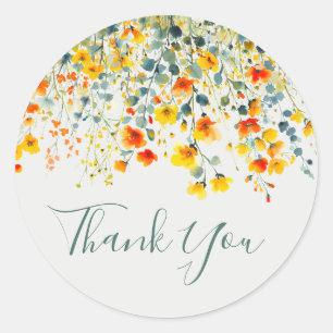 Colourful Floral Wedding Thank You Favour Classic Round Sticker