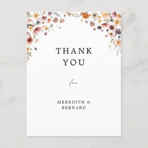 Colourful Floral Wedding Thank You Postcard