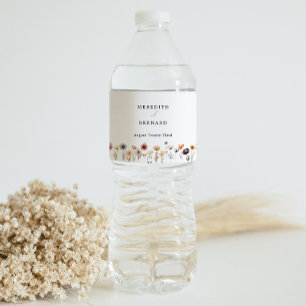 Colourful Floral Wedding Water Bottle Label