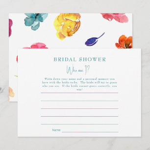 Colourful Floral Who Am I Bridal Shower Game Invitation