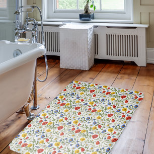 Colourful Floral Wildflower Pretty Modern Patterne Bath Mat