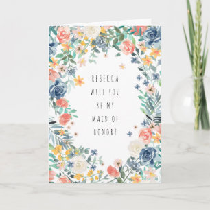 Colourful Floral Will You Be My Mid of Honor Card