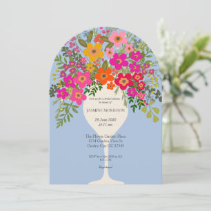 Colourful Floral Wine Glass Bridal Shower Invitation
