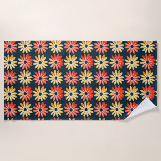 Colourful Floral With Red, Orange Flower Beach Towel