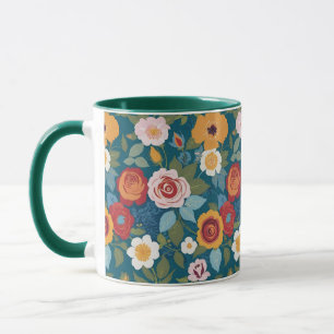 Colourful Floral with Roses and Wildflowers Mug
