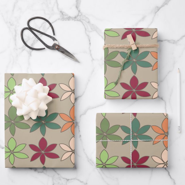Colourful Floral  Wrapping Paper Sheet (Front)