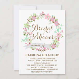 Colourful Floral Wreath Bridal Shower Invitation
