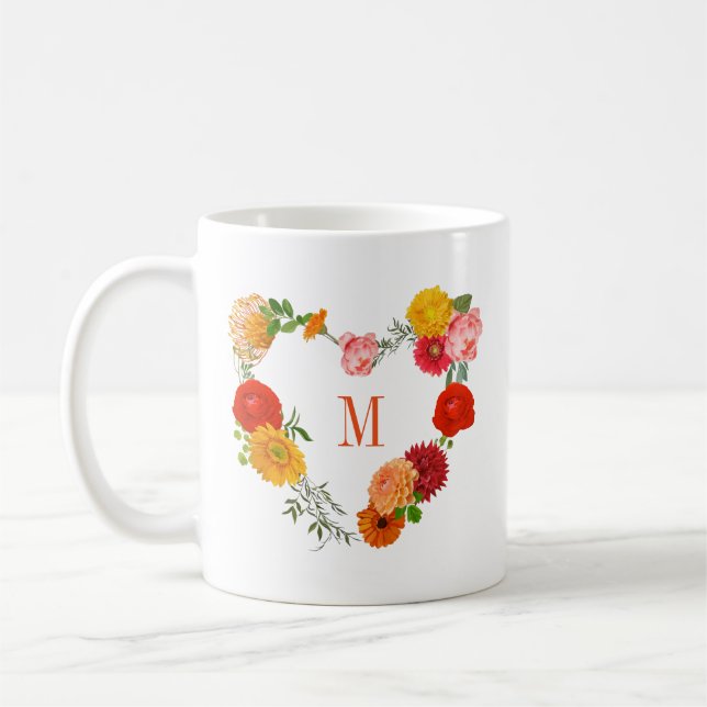 Colourful Floral Wreath Coffee Mug (Left)