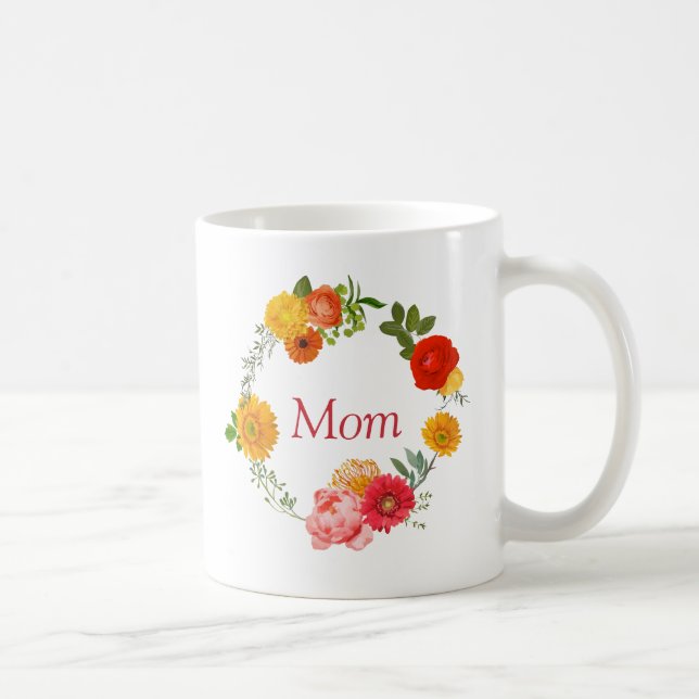 Colourful Floral Wreath- For Mothers Day Coffee Mug (Right)