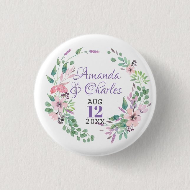 Colourful Floral Wreath Frame 3 Cm Round Badge (Front)