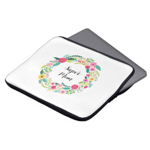 Colourful Floral Wreath Laptop Sleeve