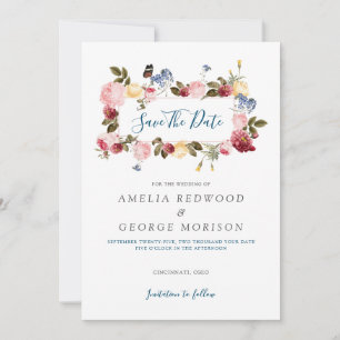 Colourful Floral Wreath Save The Date