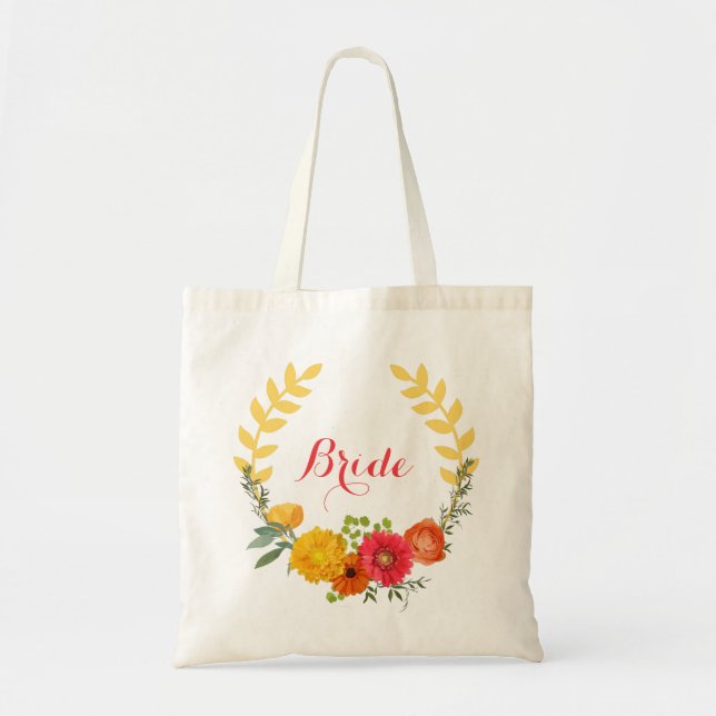 Colourful Floral Wreath Tote Bag (Front)