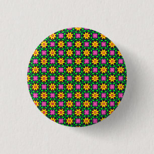 Colourful Floral Yellow Flowers Pattern 3 Cm Round Badge