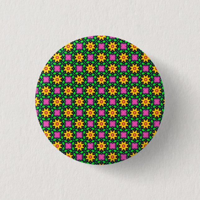 Colourful Floral Yellow Flowers Pattern 3 Cm Round Badge (Front)