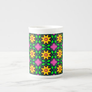 Colourful Floral Yellow Flowers Pattern Bone China Mug