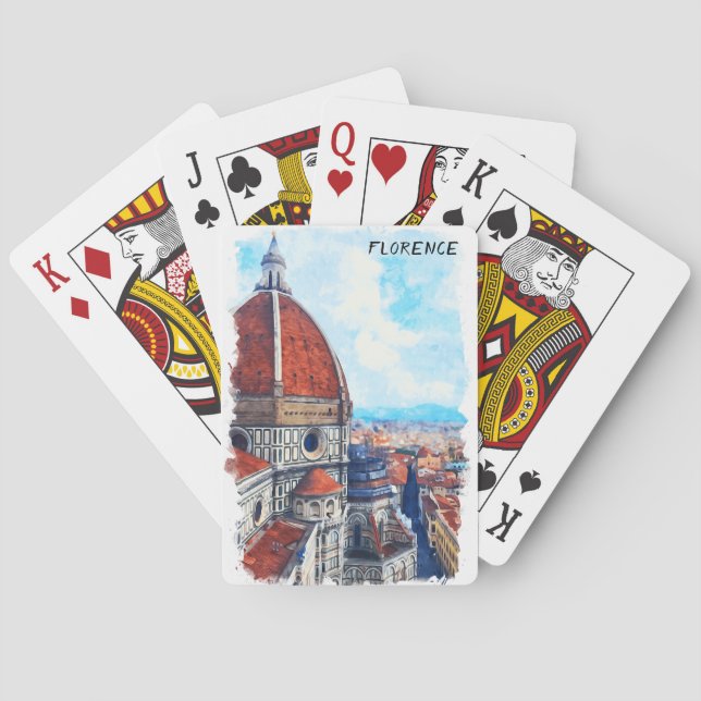 Colourful Florence Italy Duomo Cathedral Playing Cards (Back)