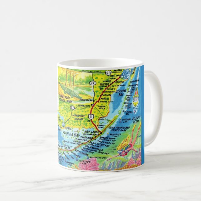 Colourful Florida Keys Map Mug (Front Right)