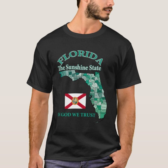 Colourful Florida State County Map With Nickname F T-Shirt (Front)