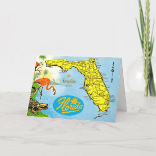 Colourful Florida Vintage Map  Card