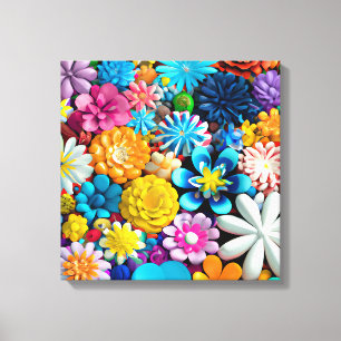 Colourful Flower Abstract Floral Modern Canvas Print