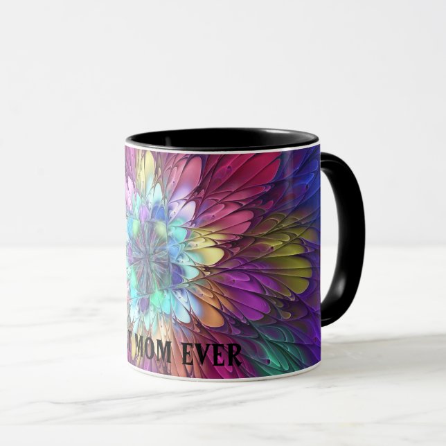 Colourful Flower Abstract Fractal Art Best Mum Mug (Front Right)