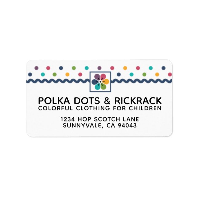 Colourful Flower and Polka Dots Label (Front)