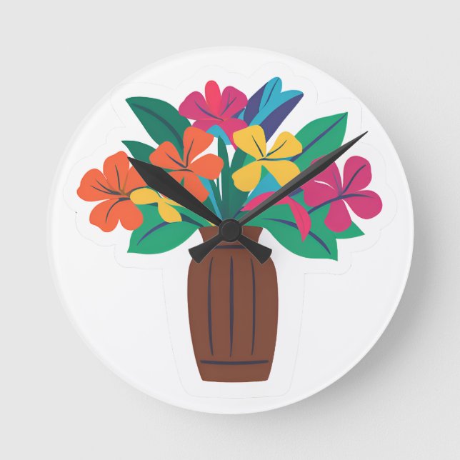 Colourful Flower Arrangement Round Clock (Front)