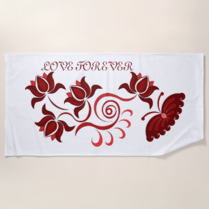 Colourful flower art gift for mum beach towel