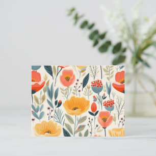 Colourful Flower Art Postcard