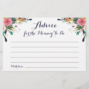 Colourful Flower Baby Shower Advice for Mum Cards
