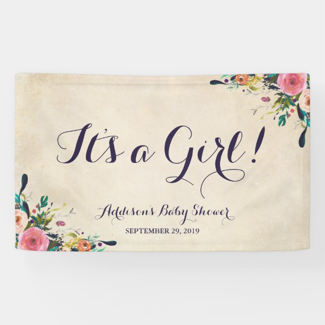 Colourful Flower Baby Shower Banner Large (Horizontal)