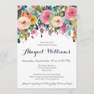 Colourful Flower Baby Shower Invitation Cards