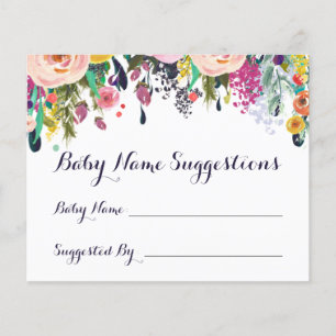 Colourful Flower Baby Shower Name Suggestion Cards