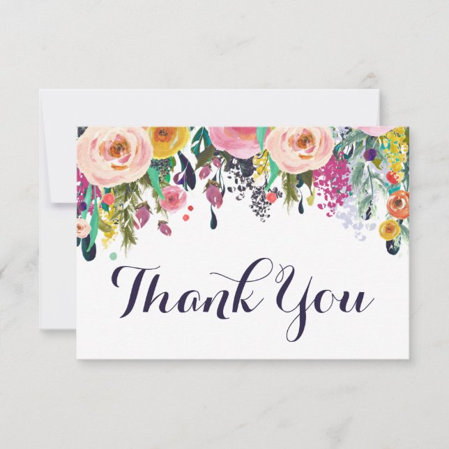 Colourful Flower Baby Shower Thank You Cards Flat (Front)