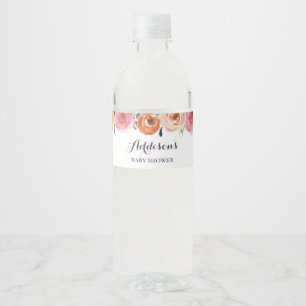 Colourful Flower Baby Shower Water Bottle Labels