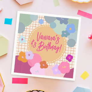 Colourful Flower Birthday Dopamine Paper Napkin