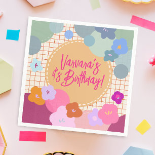 Colourful Flower Birthday Dopamine Paper Napkin