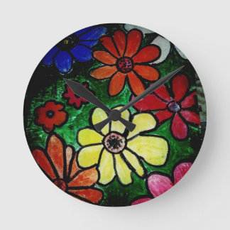 colourful flower bloom  round clock