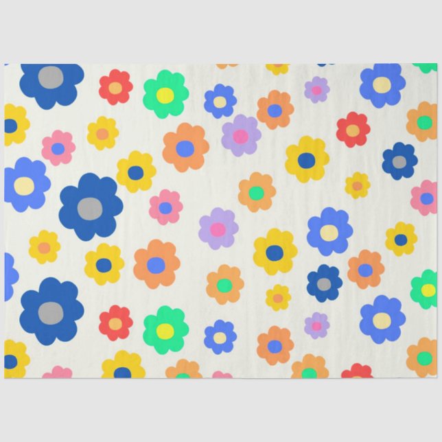 Colourful Flower Boho Chic Tissue Paper (Front)