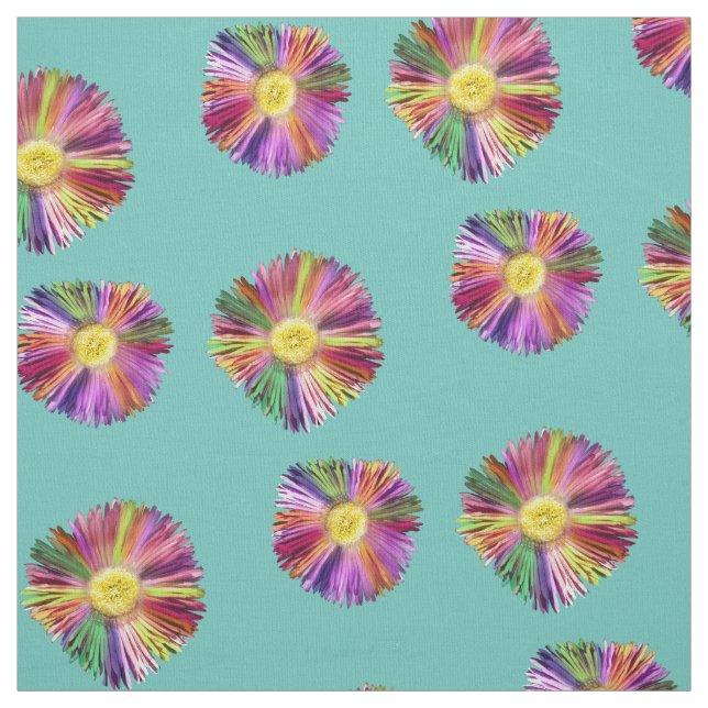 Colourful Flower Boho Floral Chic Teal Blue Fabric (Swatch)