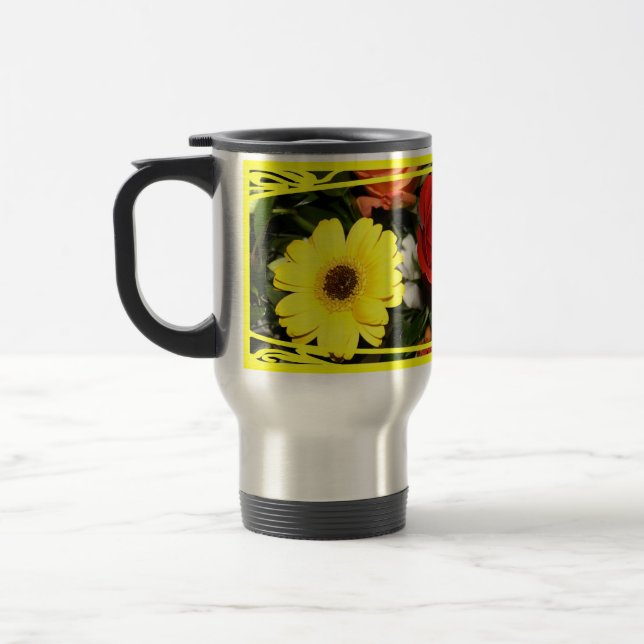 Colourful Flower Bouquet Background Travel Mug (Left)