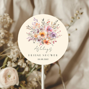 Colourful, Flower Bouquet Bridal Shower  Classic Round Sticker
