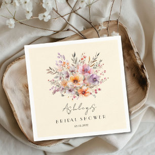 Colourful, Flower Bouquet Bridal Shower Napkin