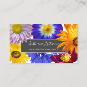Colourful flower bouquet elegant blossoms business card