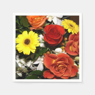 Colourful Flower Bouquet Photograph Napkin