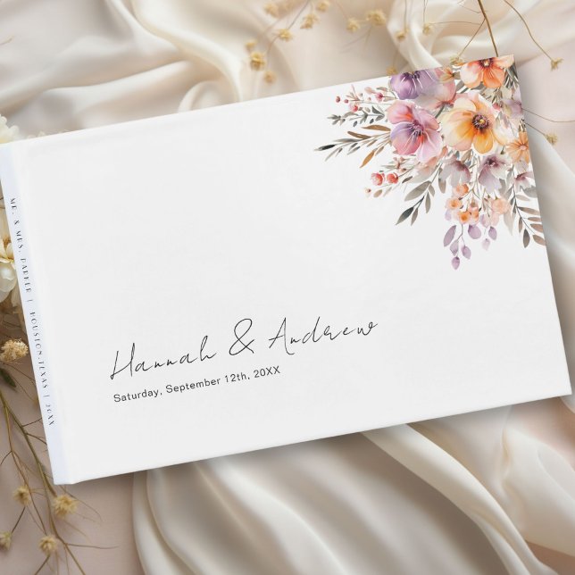 Colourful, Flower Bouquet, Wedding Guest Book (Colorful, Flower Bouquet, Wedding Guest Book with your name and date.)