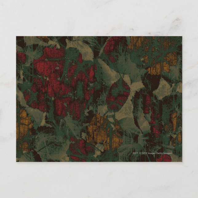 Colourful flower camouflage pattern postcard (Front)